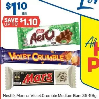 Foodland Nestlé, Mars or Violet Crumble Medium Bars 35-56g offer