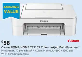 Harvey Norman Canon PIXMA HOME TS3165 Colour Inkjet Multi-Function offer