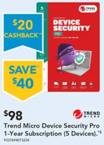 Harvey Norman Trend Micro Device Security Pro 1-Year Subscription offer