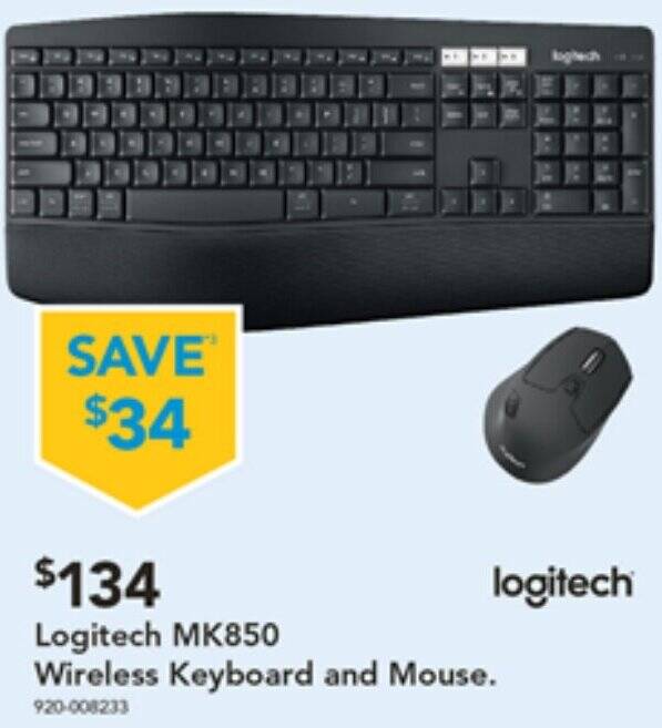 Logitech MK850 Wireless Keyboard and Mouse offer at Harvey Norman