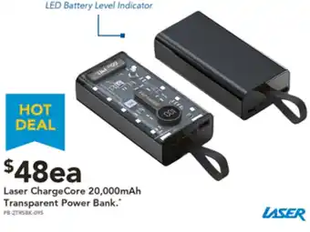 Harvey Norman Laser ChargeCore 20,000mAh Transparent Power Bank offer