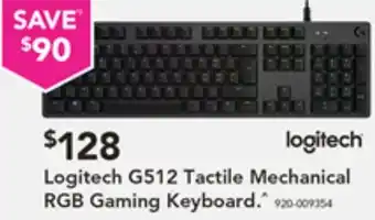 Harvey Norman Logitech G512 Tactile Mechanical RGB Gaming Keyboard offer