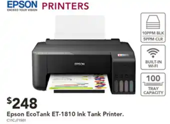 Harvey Norman Epson EcoTank ET-1810 Ink Tank Printer offer