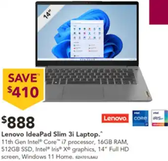 Harvey Norman Lenovo IdeaPad Slim 3i Laptop offer