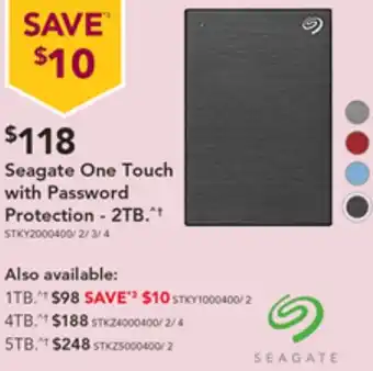 Harvey Norman Seagate One Touch with Password Protection - 2TB offer