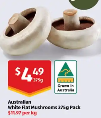 ALDI Australian White Flat Mushrooms 375g Pack offer