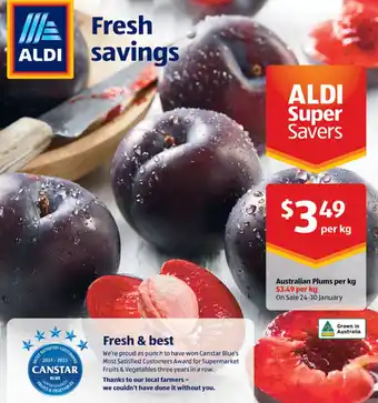 ALDI Australian Plums per kg offer