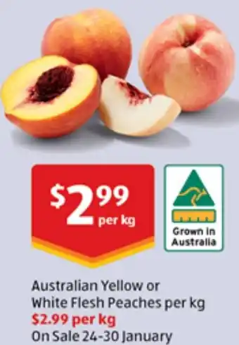 Australian Yellow or White Flesh Peaches per kg