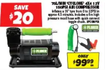 Autobarn 75L/MIN 'CYCLONE 4X4 12V 150PSI AIR COMPRESSOR offer