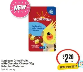 IGA Sunbeam Dried Fruits with Cheddar Cheese 35g Selected Varieties offer