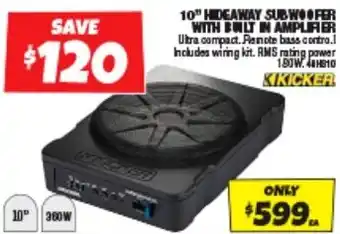 Autobarn 10" HIDEAWAY SUBWOOFER WITH BUILT IN AMPLIFIER offer