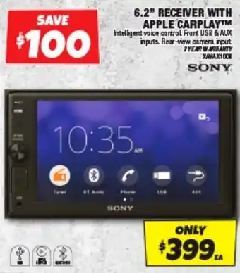 Autobarn 6.2" RECEIVER WITH APPLE CARPLAY offer