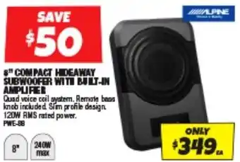 Autobarn 8" COMPACT HIDEAWAY SUBWOOFER WITH BUILT-IN AMPLIFIER offer