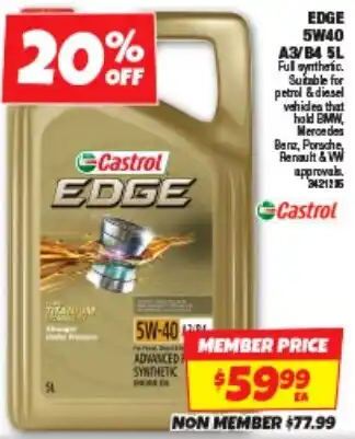 Autobarn EDGE 5W40 A3/B4 5L offer