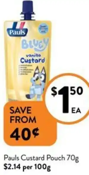 Foodworks Pauls Custard Pouch 70g offer