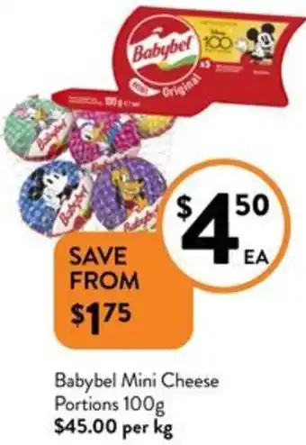 Foodworks Babybel Mini Cheese Portions 100g offer