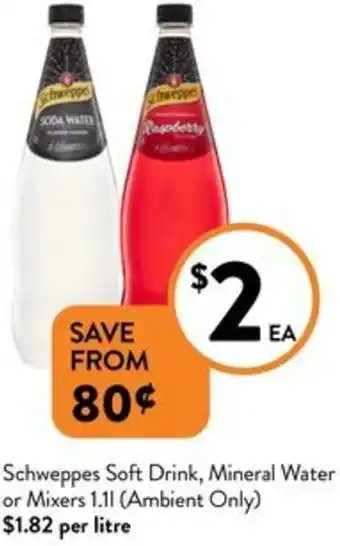 Schweppes Soft Drink, Mineral Water or Mixers 1.11