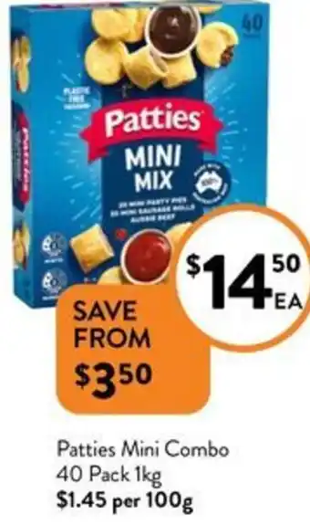 Foodworks Patties Mini Combo 40 Pack 1kg offer