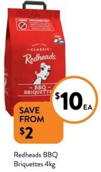 Foodworks Redheads BBQ Briquettes 4kg offer