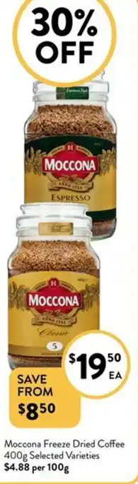Foodworks Moccona Freeze Dried Coffee 400g Selected Varieties offer