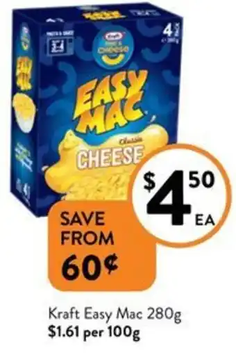 Foodworks Kraft Easy Mac 280g offer