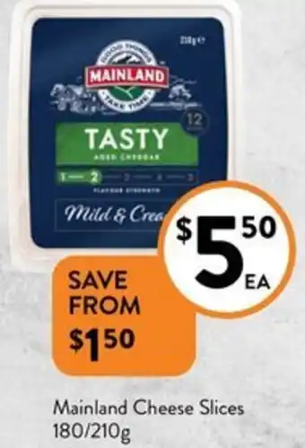 Foodworks Mainland Cheese Slices 180/210g offer