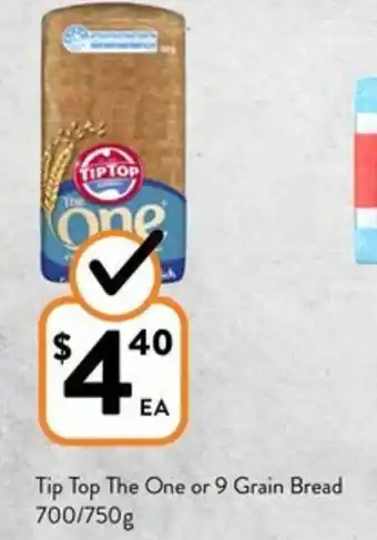 Foodworks Tip Top The One or 9 Grain Bread 700/750g offer
