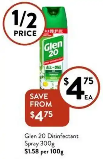 Foodworks Glen 20 Disinfectant Spray 300g offer