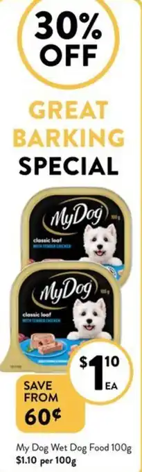 Foodworks My Dog Wet Dog Food 100g offer