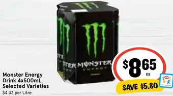 Ritchies Monster Energy Drink 4x500mL Selected Varieties offer