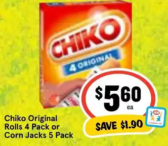 Ritchies Chiko Original Rolls 4 Pack or Corn Jacks 5 Pack offer