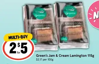 Ritchies Green's Jam & Cream Lamington 115g offer