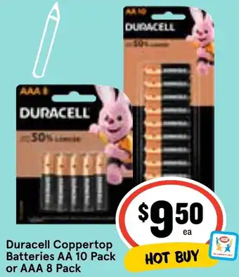 Duracell Coppertop Batteries AA 10 Pack or AAA 8 Pack