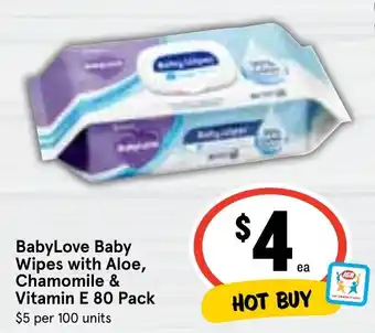 BabyLove Baby Wipes with Aloe, Chamomile & Vitamin E 80 Pack