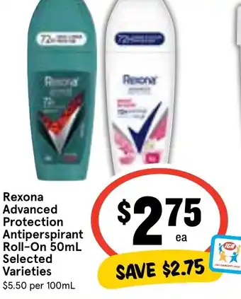Ritchies Rexona Advanced Protection Antiperspirant Roll-On 50mL Selected Varieties offer