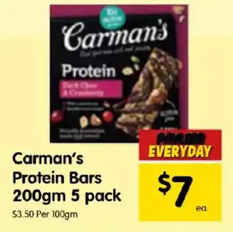 Carman's Protein Bars 200gm 5 pack