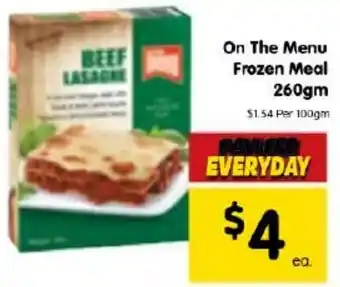 Spar On The Menu Frozen Meal 260gm offer