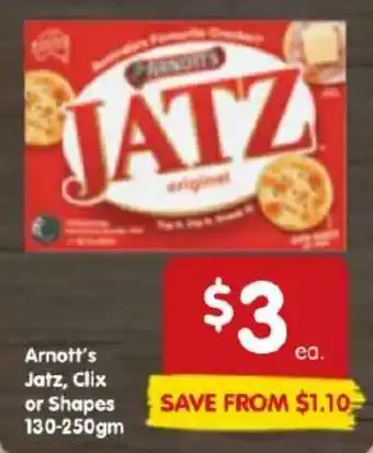 Spar Arnott's Jatz, Clix or Shapes 130-250gm offer