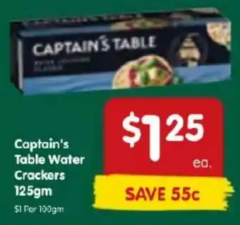 Spar Captain's Table Water Crackers 125gm offer