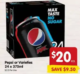 Spar Pepsi or Varieties 24 x 375ml offer