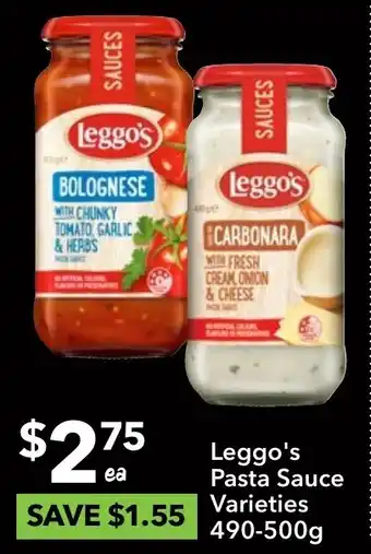 Ritchies Leggo's Pasta Sauce Varieties 490-500g offer