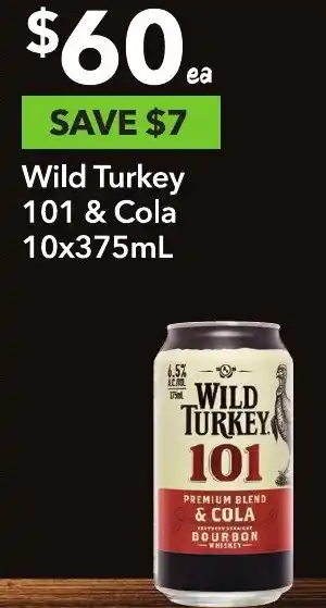 Ritchies Wild Turkey 101 & Cola 10x375mL offer