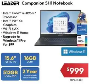 Leader Computers LEADER Companion 5H1 Notebook offer