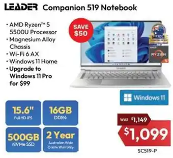 Leader Computers LEADER Companion 519 Notebook offer