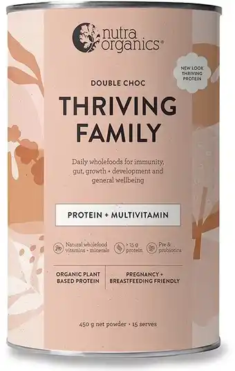 healthylife Nutra Organics Thriving Family Protein+ Double Choco 450g offer