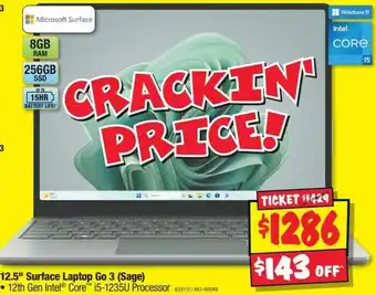 JB Hi-Fi 12.5" Surface Laptop Go 3 offer