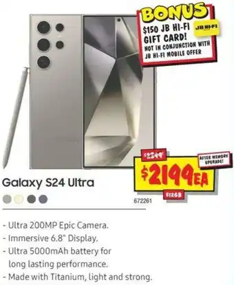 JB Hi-Fi Galaxy S24 Ultra offer