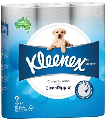 IGA Kleenex Complete Clean Toilet Tissue 9 Pack offer