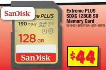 SanDisk Extreme PLUS SDXC 128GB SD Memory Card