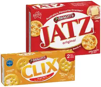 IGA Arnott’s Jatz or Clix 225-250g Selected Varieties offer